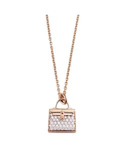 Hermes Kelly Amulettes Pendant Diamond Rose Gold